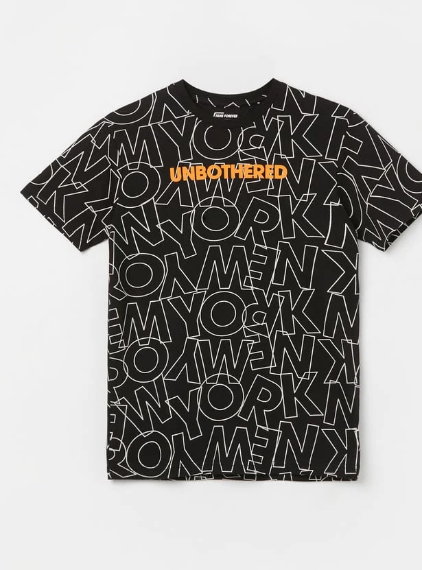 FAME FOREVER Boys Typography Print T-shirt